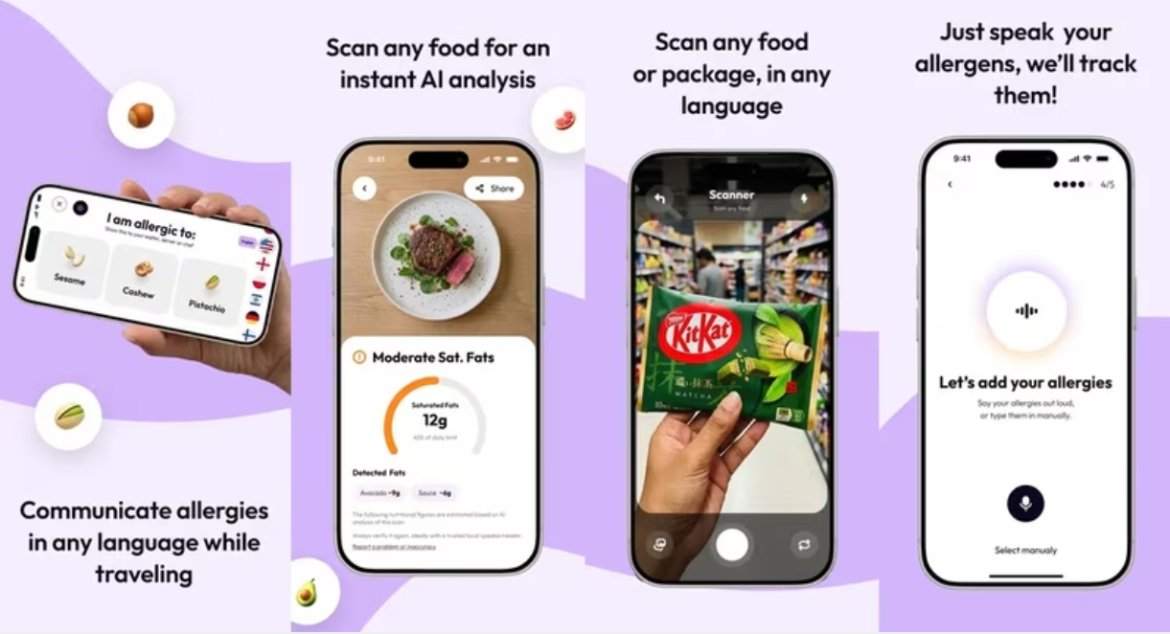 Maman marocaine utilisant l'application SnackPro sur son téléphone pour scanner un aliment et vérifier les allergènes pour la sécurité de son enfant